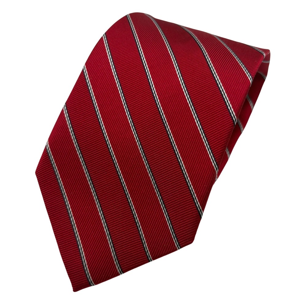 Jos A. Bank Men's Rep Neck Tie Red‎ Stripes Silk 3.5" x 60" Power Career Formal
